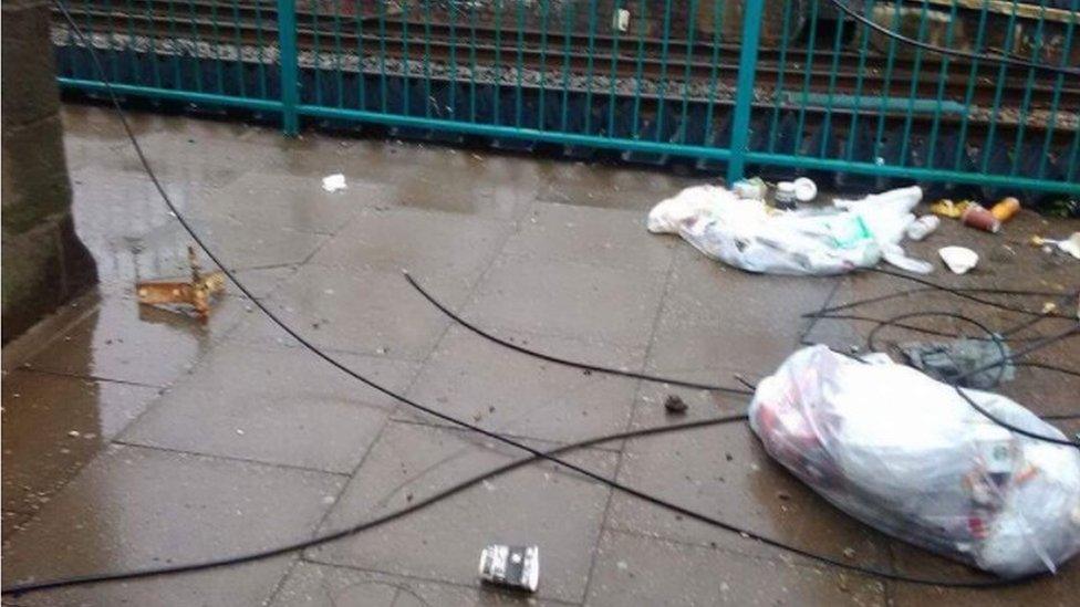 Rail users posted photographs of the fallen cables on social media