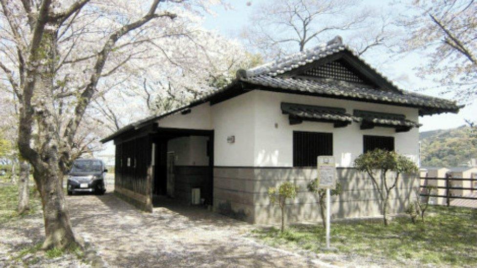 The public toilet block in a city park in Usuki