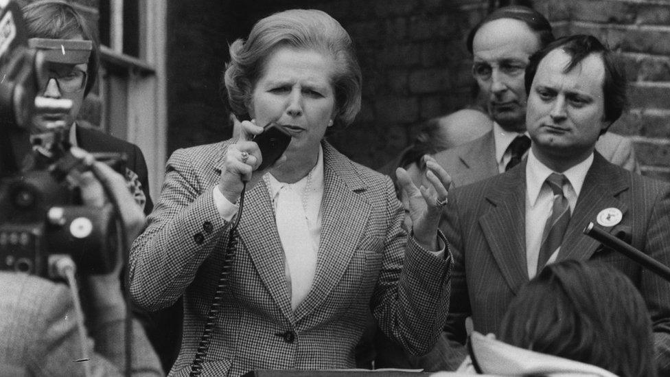 Margaret Thatcher making a speech