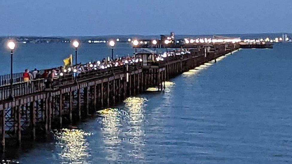 Scout groups on Southend Pier