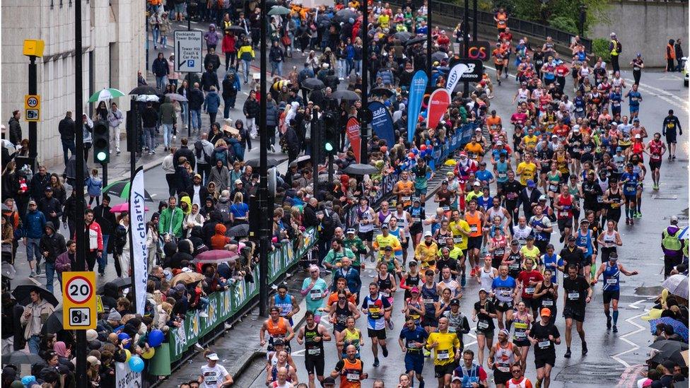 Runners at the London Marathon