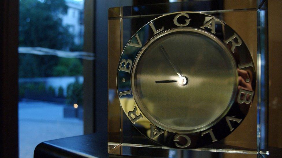 Bulgari clock in Milan hotel