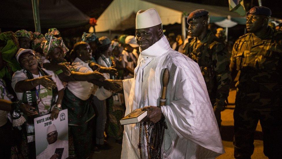 Yahya Jammeh with supporters