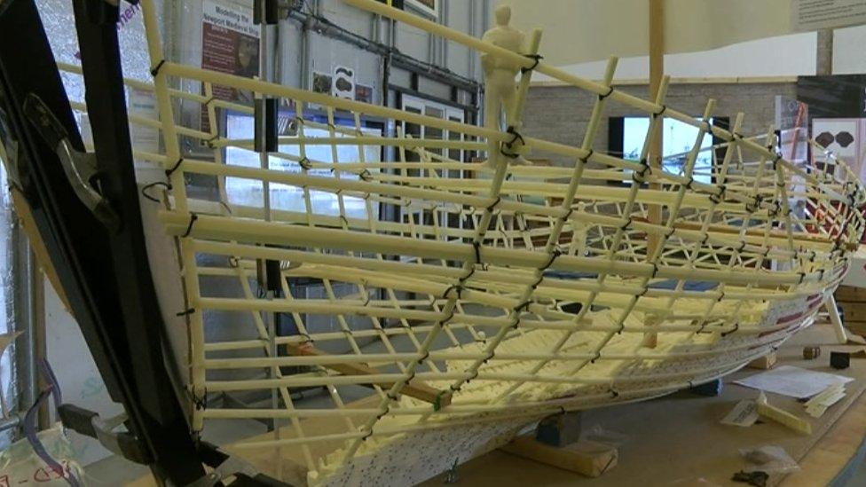 A model of the ship can be seen