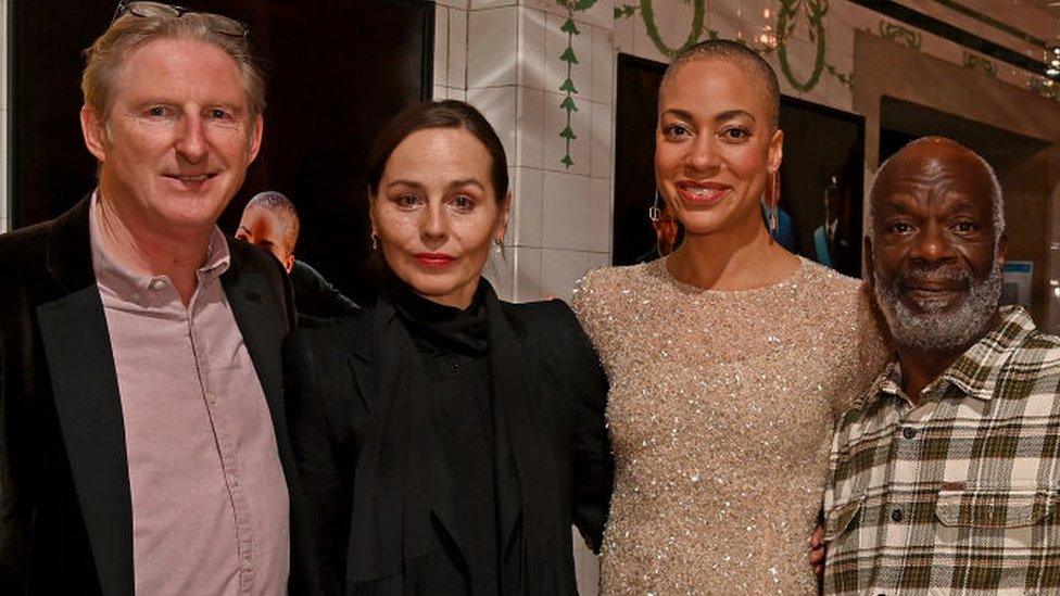 Adrian Dunbar, Tara Fitzgerald, Cush Jumbo and Joseph Marcell attend the press night performance of Hamlet at The Young Vic