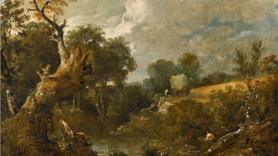 Oil sketch 'The Harvest Field' by John Constable