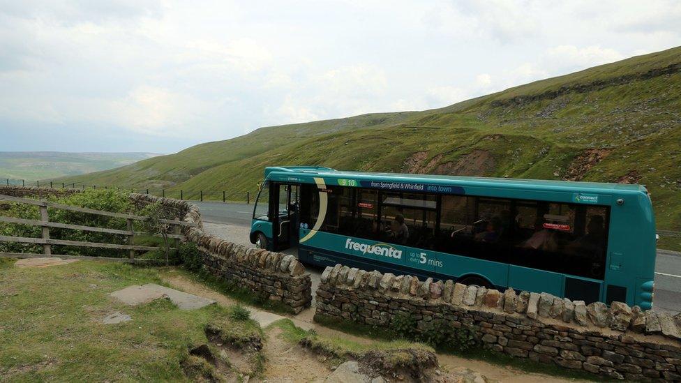 Bus on a country road