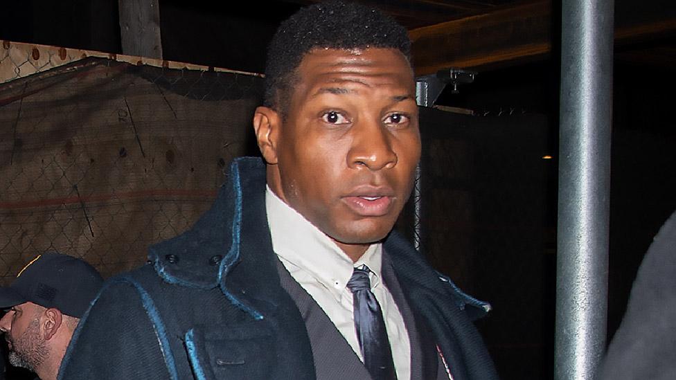 Jonathan Majors is seen leaving court on December 8, 2023 in New York