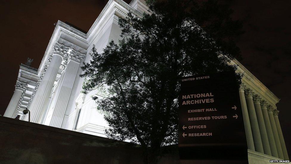 The national archives building in the US