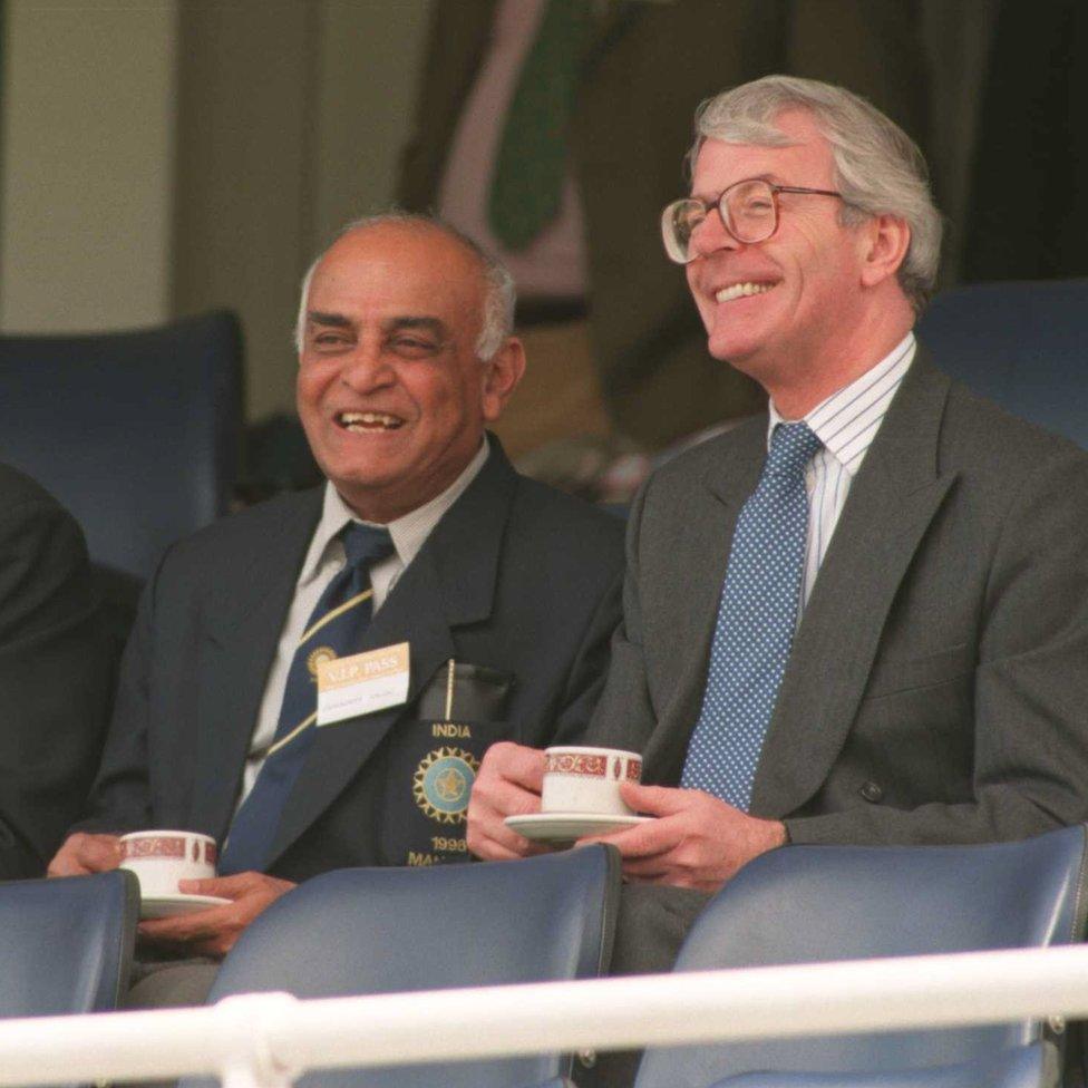 John Major at Lords in 1996 with the Indian team manager