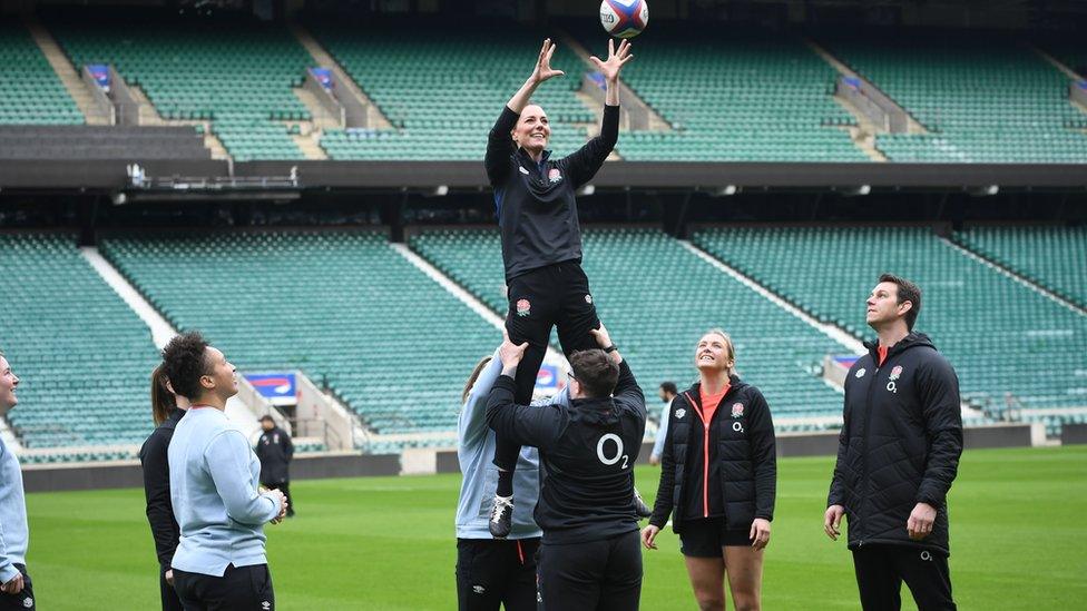 Duchess of Cambridge, Catherine plays rugby