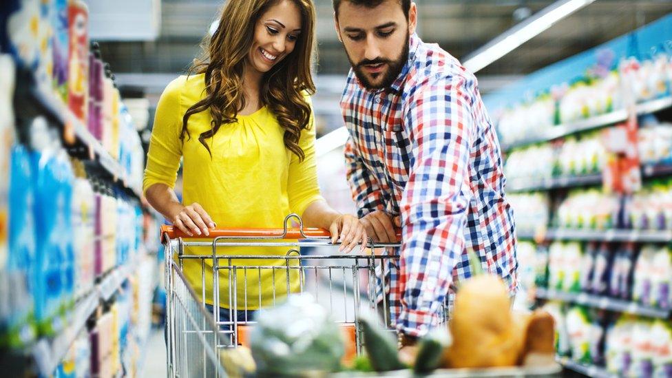 Couple shopping in a supermarket