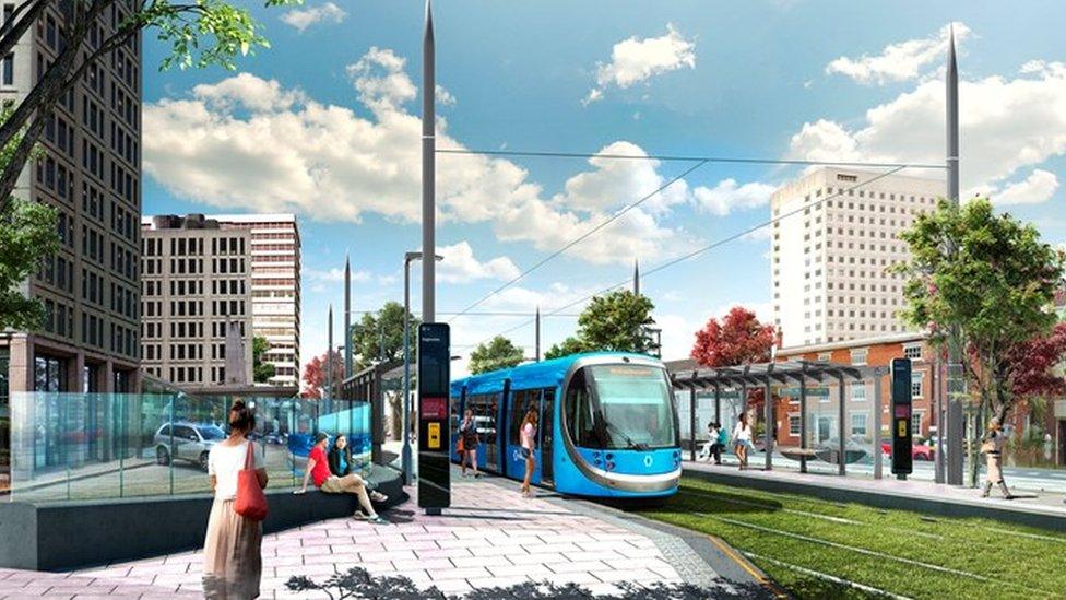 Artist impression Edgbaston tram terminus on Hagley Road