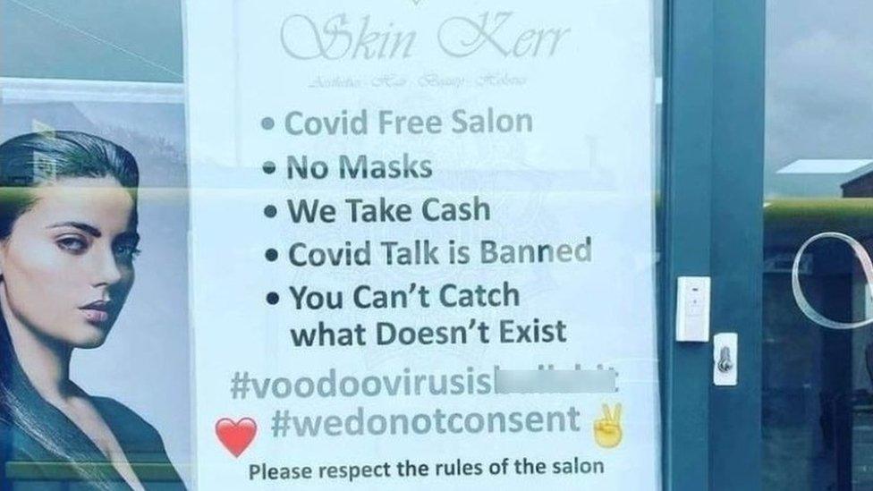 Posters in Skin Kerr salon window