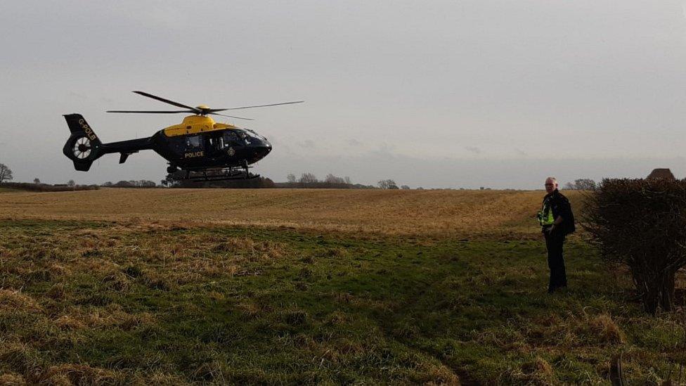 Police helicopter during operation