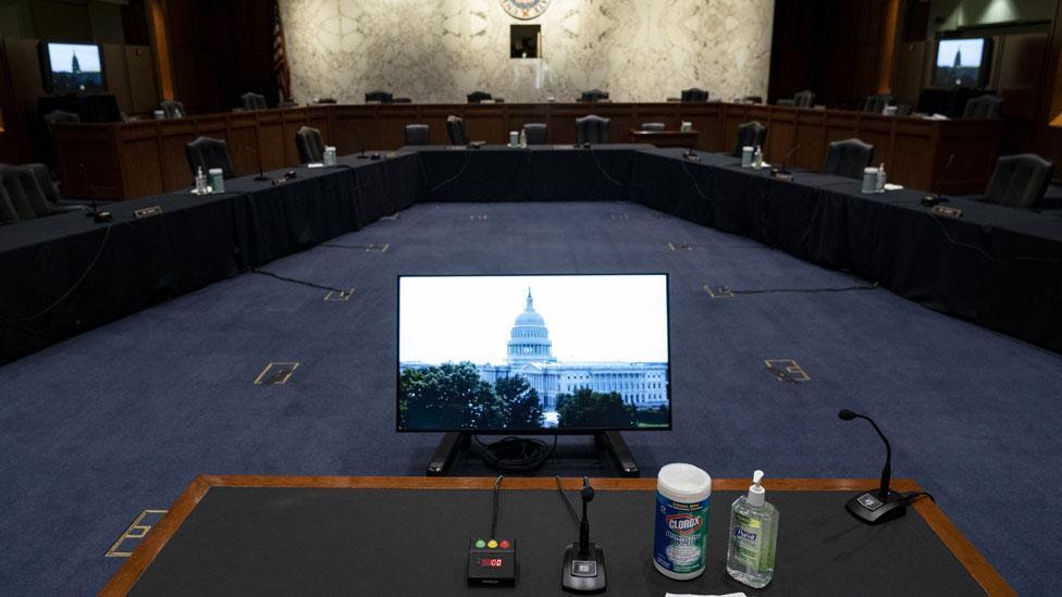 Inside hearing room