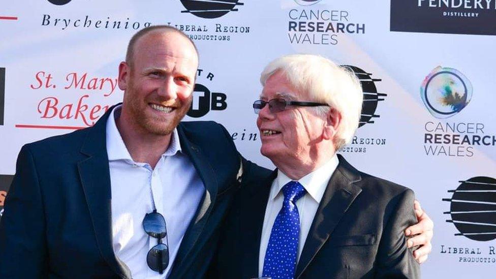 Simon Pengelly and his grandfather at the premiere film The Antwerp Dolls in which Mr Pengelly starred