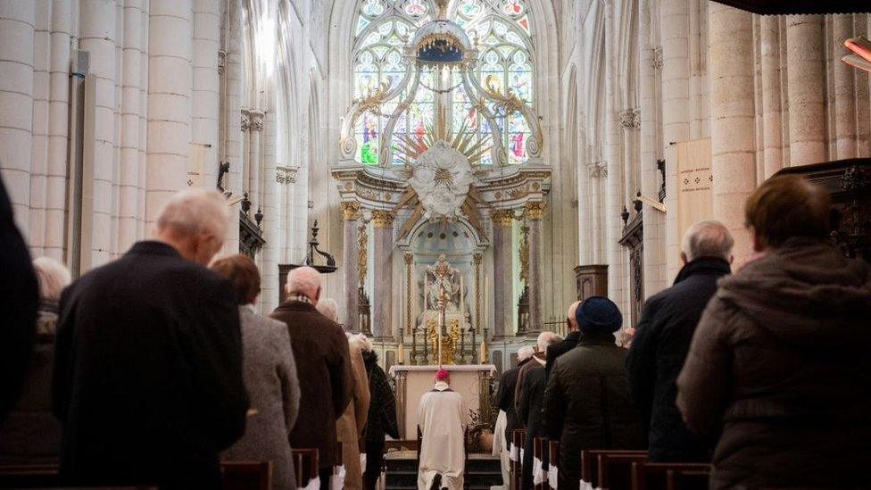 A service held in a French cathedral after a plaque unveiled in memory of victims of clerical abuse