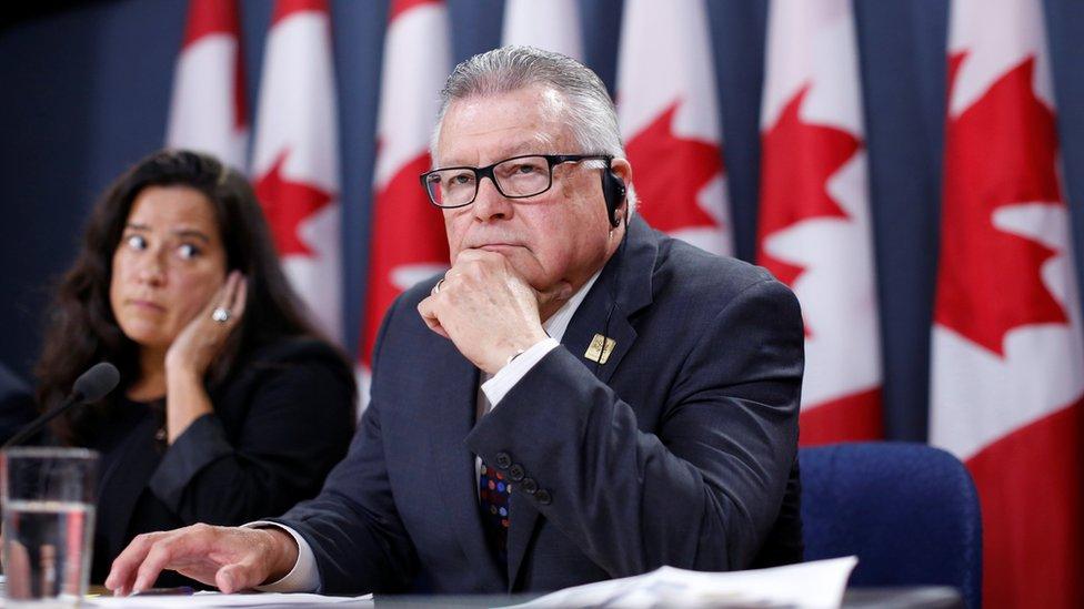 Canada's Public Safety Minister Ralph Goodale takes takes part in a news conference with Justice Minister Jody Wilson-Raybould in Ottawa