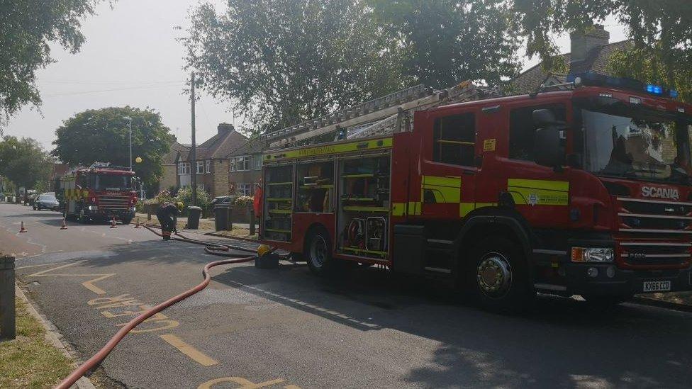 Fire engines outside school