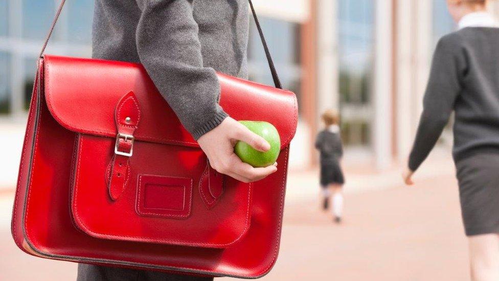 Child with red school bag