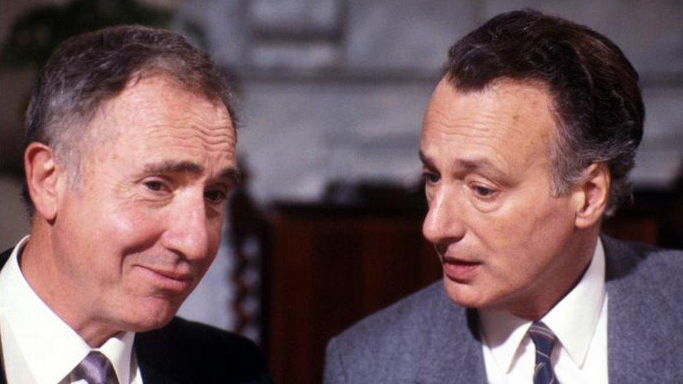 Nigel Hawthorne as Sir Humphrey and and Paul Eddington as Jim Hacker