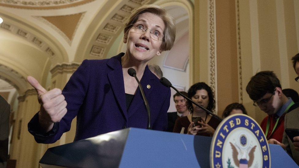 Sen. Elizabeth Warren, D-Mass., speaks with reporters as Democrats criticize the Republican health care plan, at the Capitol in Washington, Tuesday, March, 14, 2017.