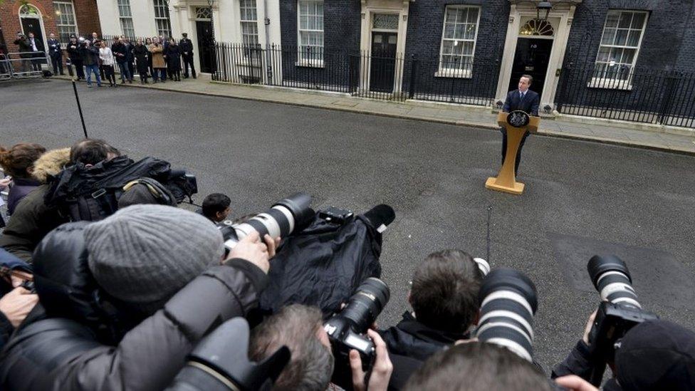 David Cameron announcing EU referendum outside Downing Street