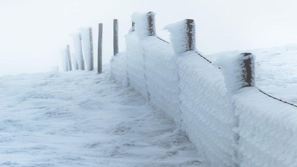 Snowy fence on Skiddaw