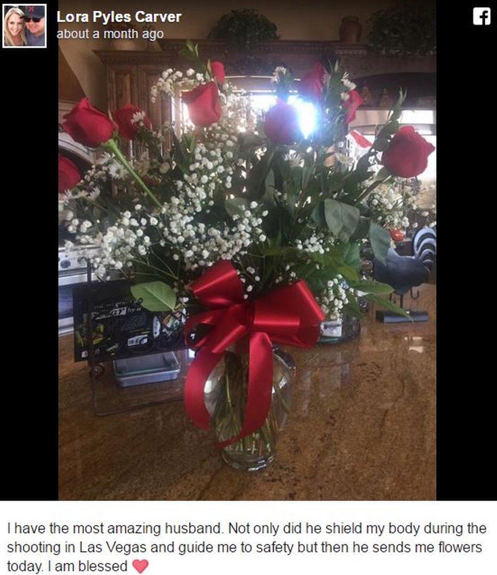 Facebook post, and photo of flowers