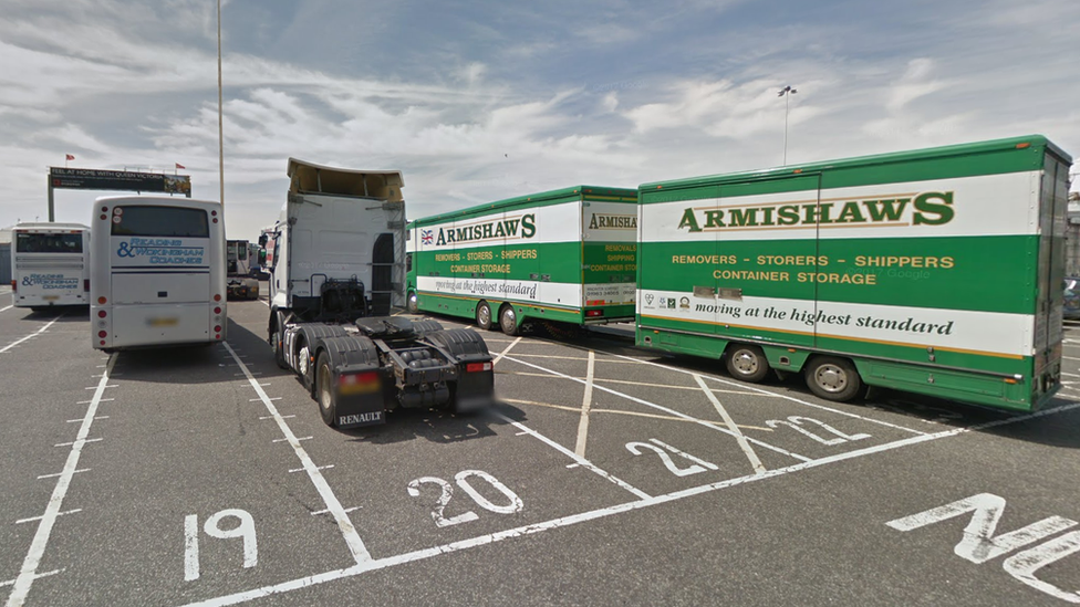 lorries and coaches at Southampton ferry port