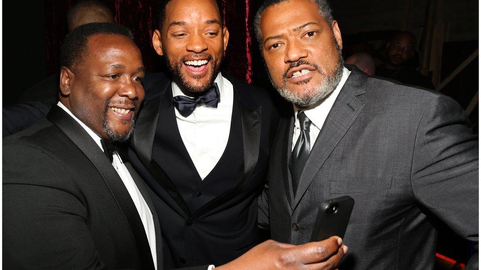 Wendell Pierce with Will Smith and Laurence Fishburne in 2015 at the NAACP Image Awards