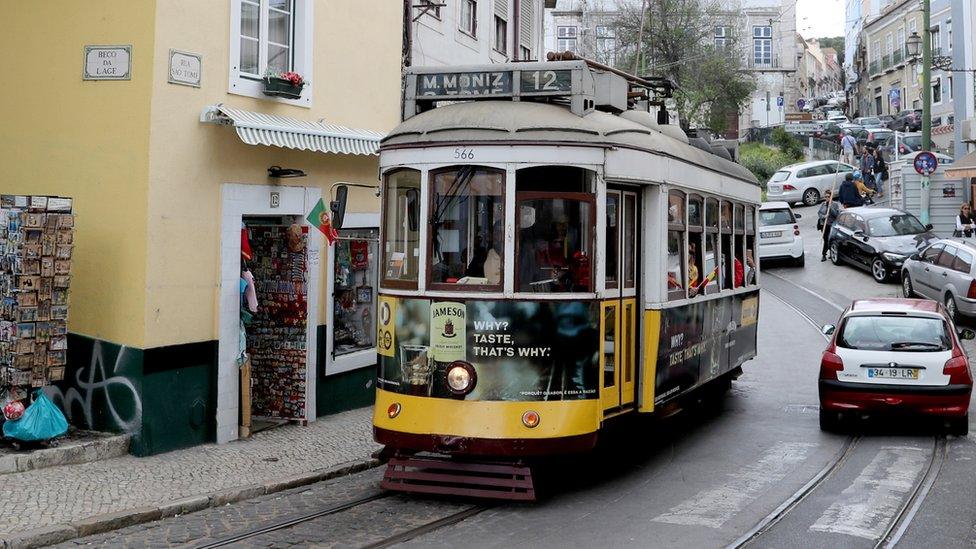 A tram in Lisbon