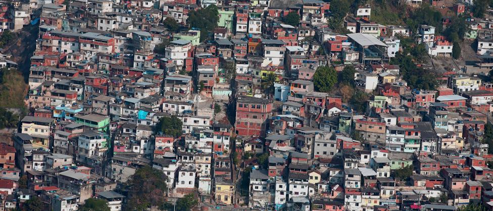 An aerial view of some favela neighbourhoods in Rio de Janeiro - 25 July 2016