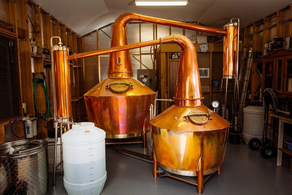 Photo shows interior of Overeem Distillery