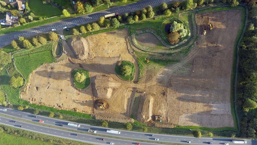 Aerial shot of Roman site