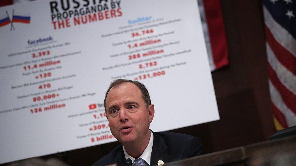 Representative Adam Schiff speaks during a congerssional hearing on Russia.