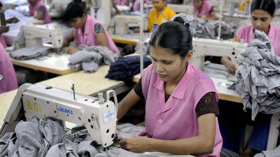 Woman in Bangladesh working in a textiles factory