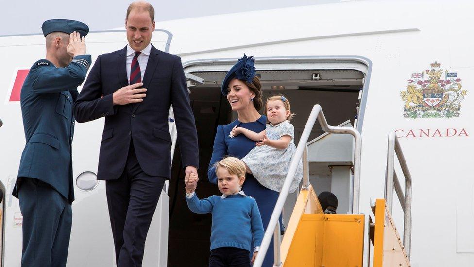 The Duke and Duchess of Cambridge, Prince George and Princess Charlotte arriving in Canada