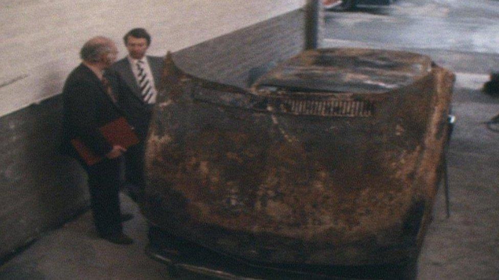 Renee MacRae's burned-out car