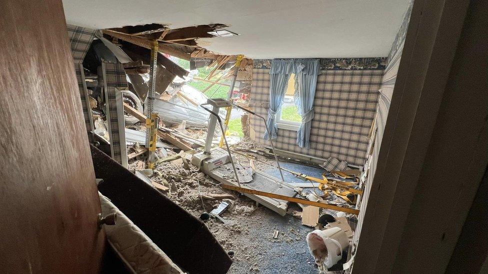 The inside of the house after the crash