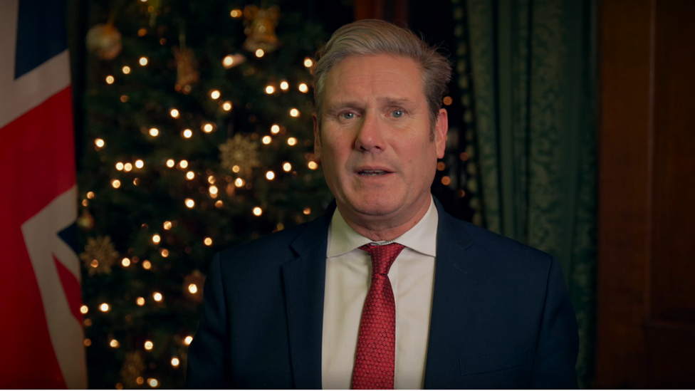 Sir Keir Starmer giving his Christmas message