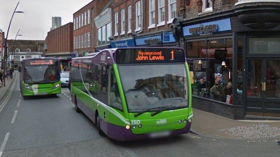 Buses in Ipswich town centre