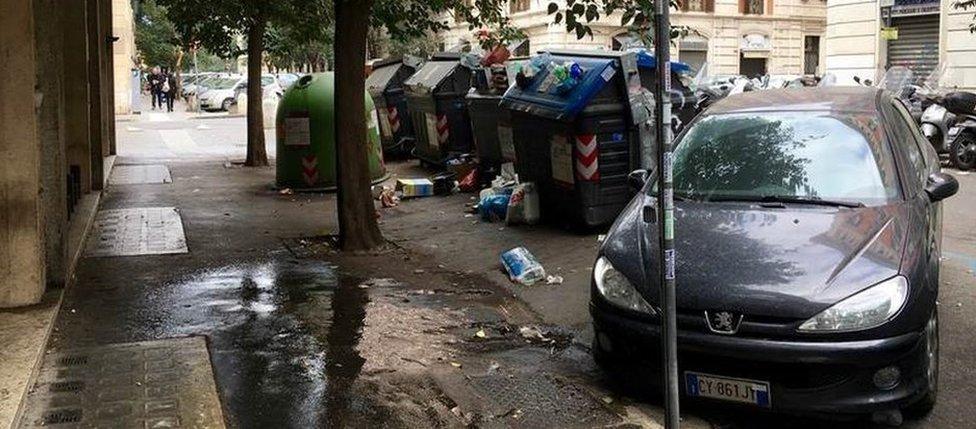 Rubbish in Prati near the Vatican in Rome