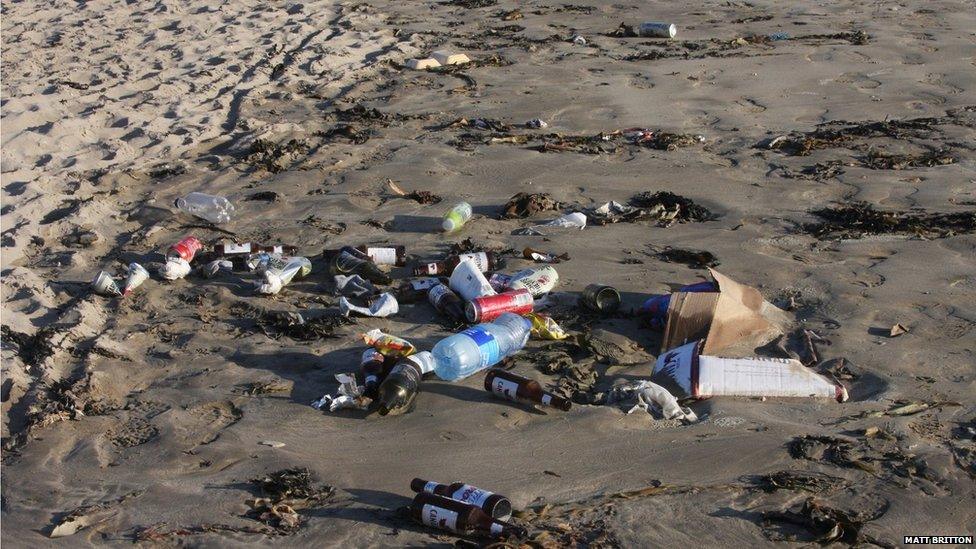 Rubbish on Rossnowlagh beach last weekend