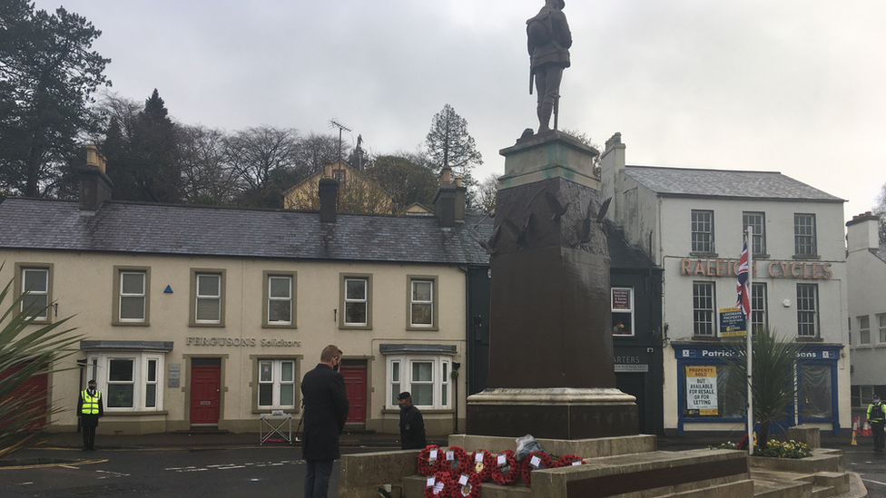 Stephen Gault, whose father was killed in the 1987 IRA bomb, laid a wreath at the Enniskillen war memorial