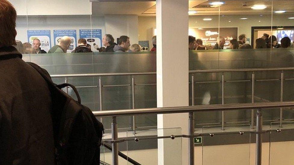 Queues at the Isle of Man Airport