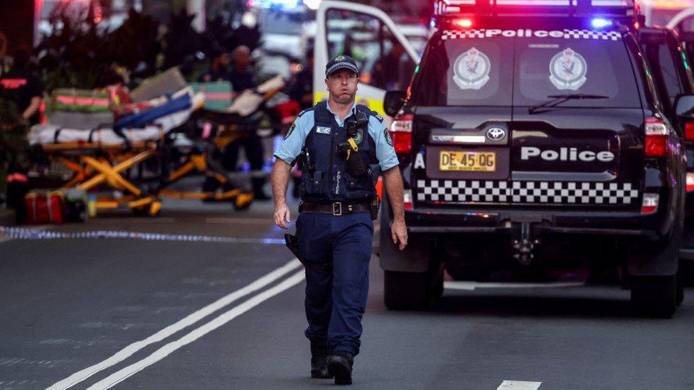 A police officer at the scene in Bondi