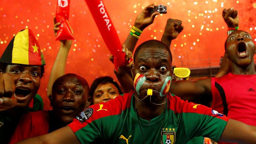 Cameroon fans celebrating