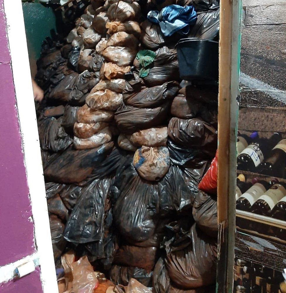 Sandbags inside a cell